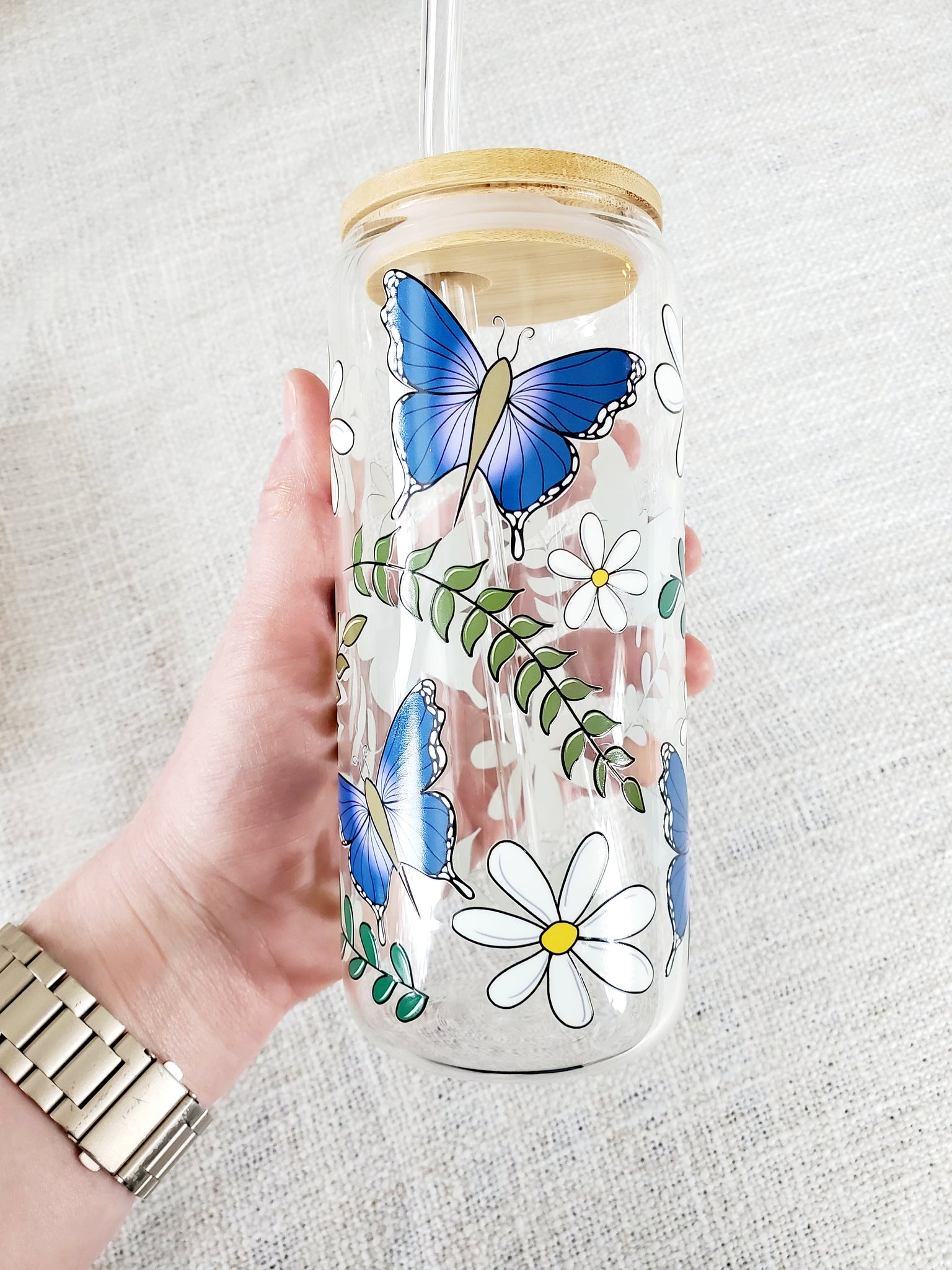 20oz Butterfly Glass Can