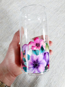 20oz Floral Glass Can