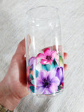 20oz Floral Glass Can