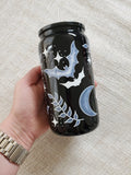 16oz Spooky Bats - Black Glass Can