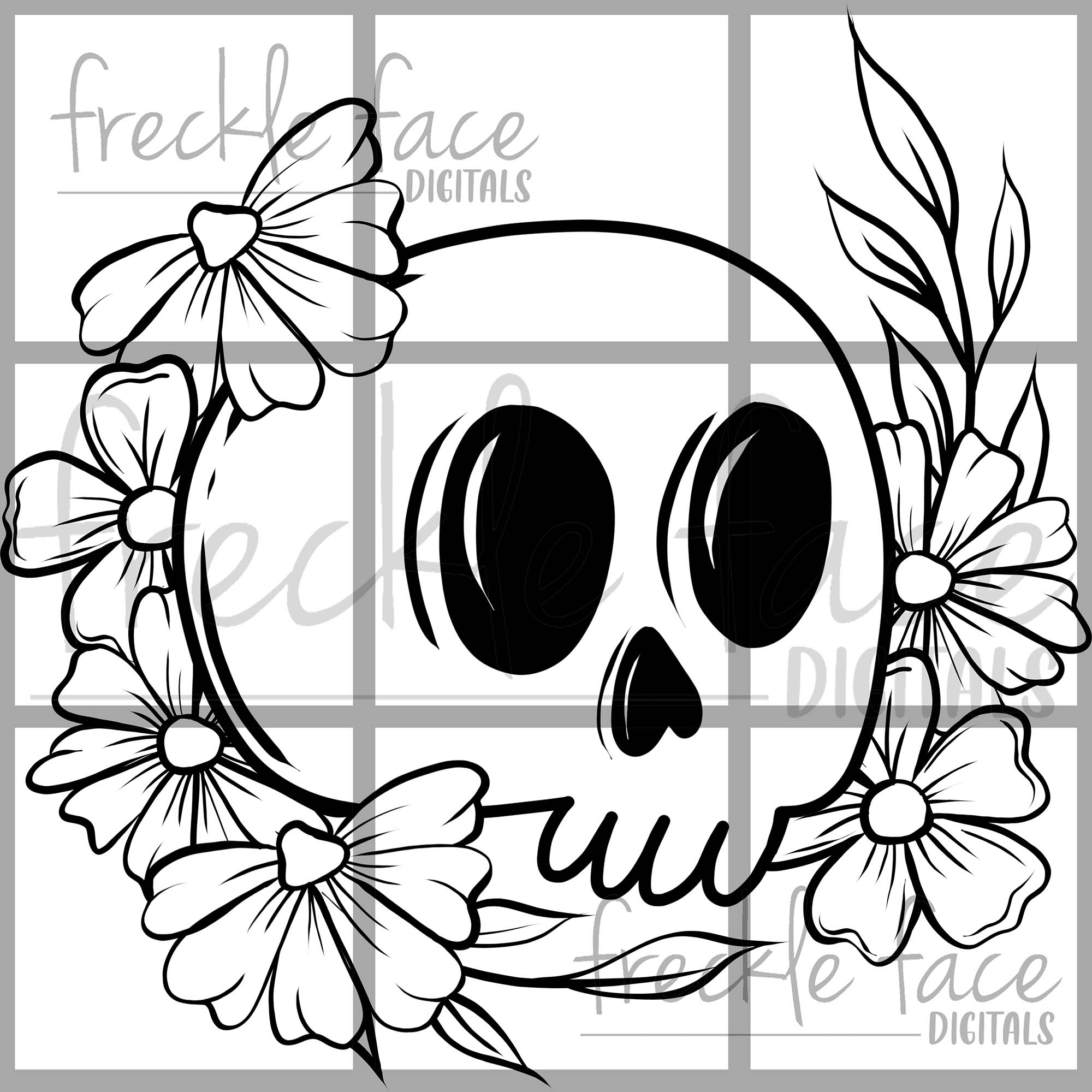 Cute Skull with Flowers