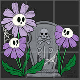 Skull Flowers Tombstone