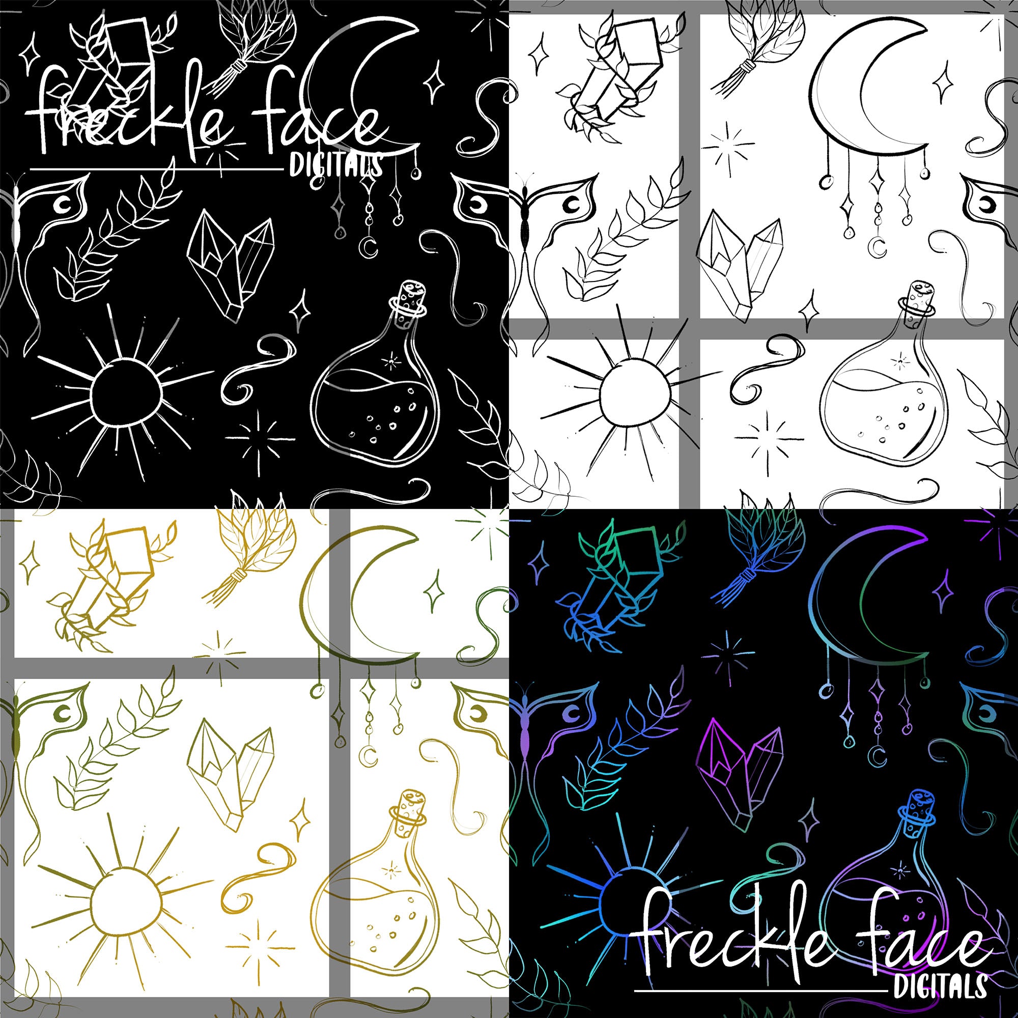 Witchy Doodles - Seamless Patterns Bundle