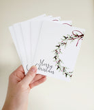 Merry Christmas wreath card set of 5