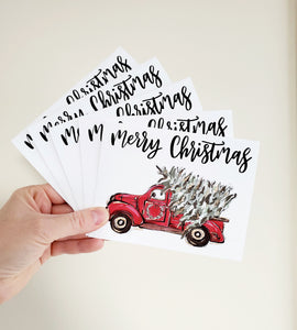 Merry Christmas truck card set of 5