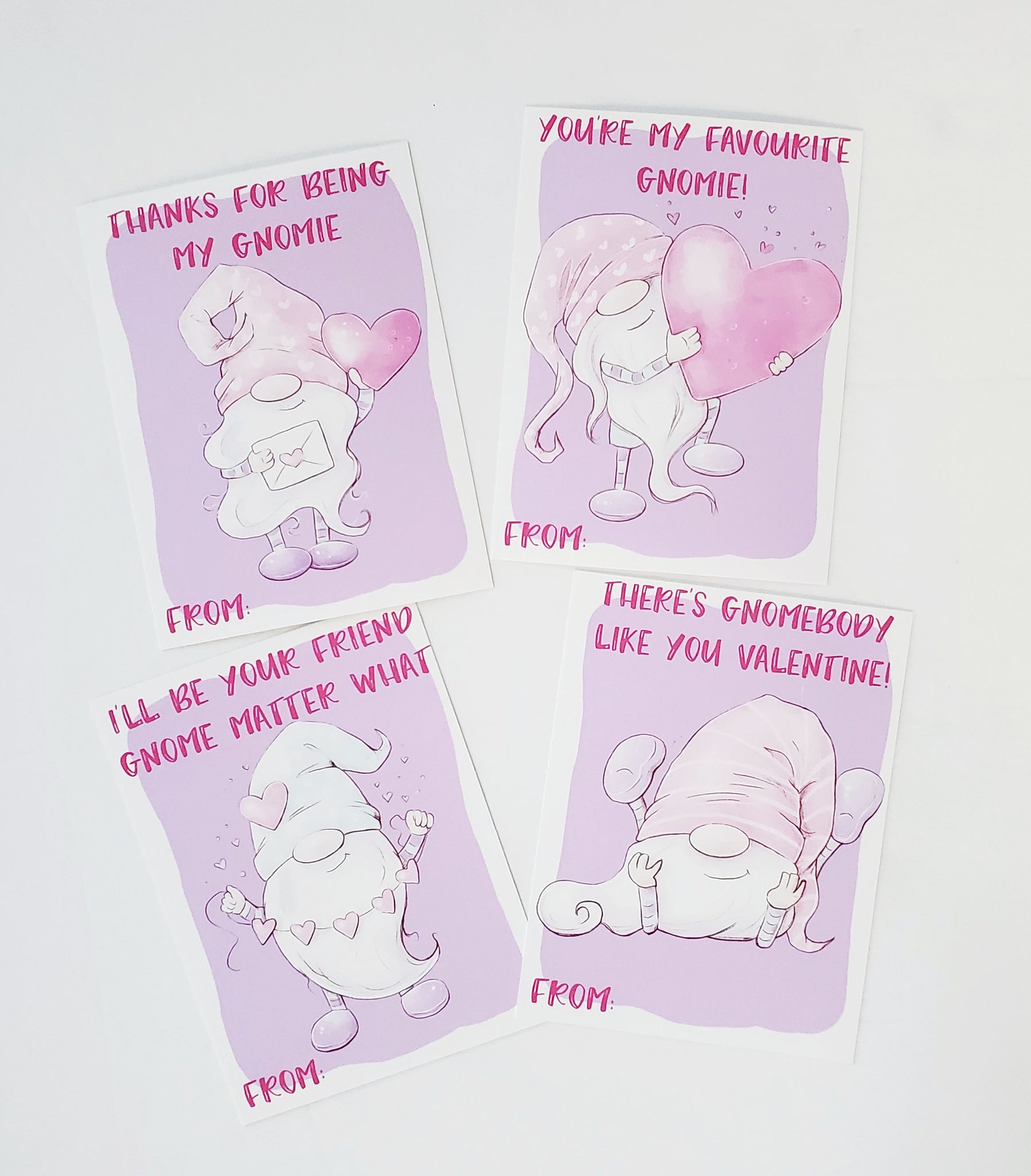 Set of 28 Gnome Valentine Cards