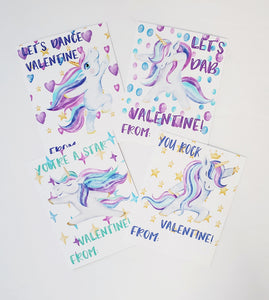 Set of 28 Dancing Unicorn Valentines