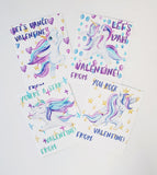 Set of 28 Dancing Unicorn Valentines