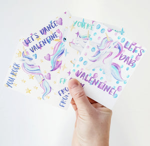 Set of 28 Dancing Unicorn Valentines