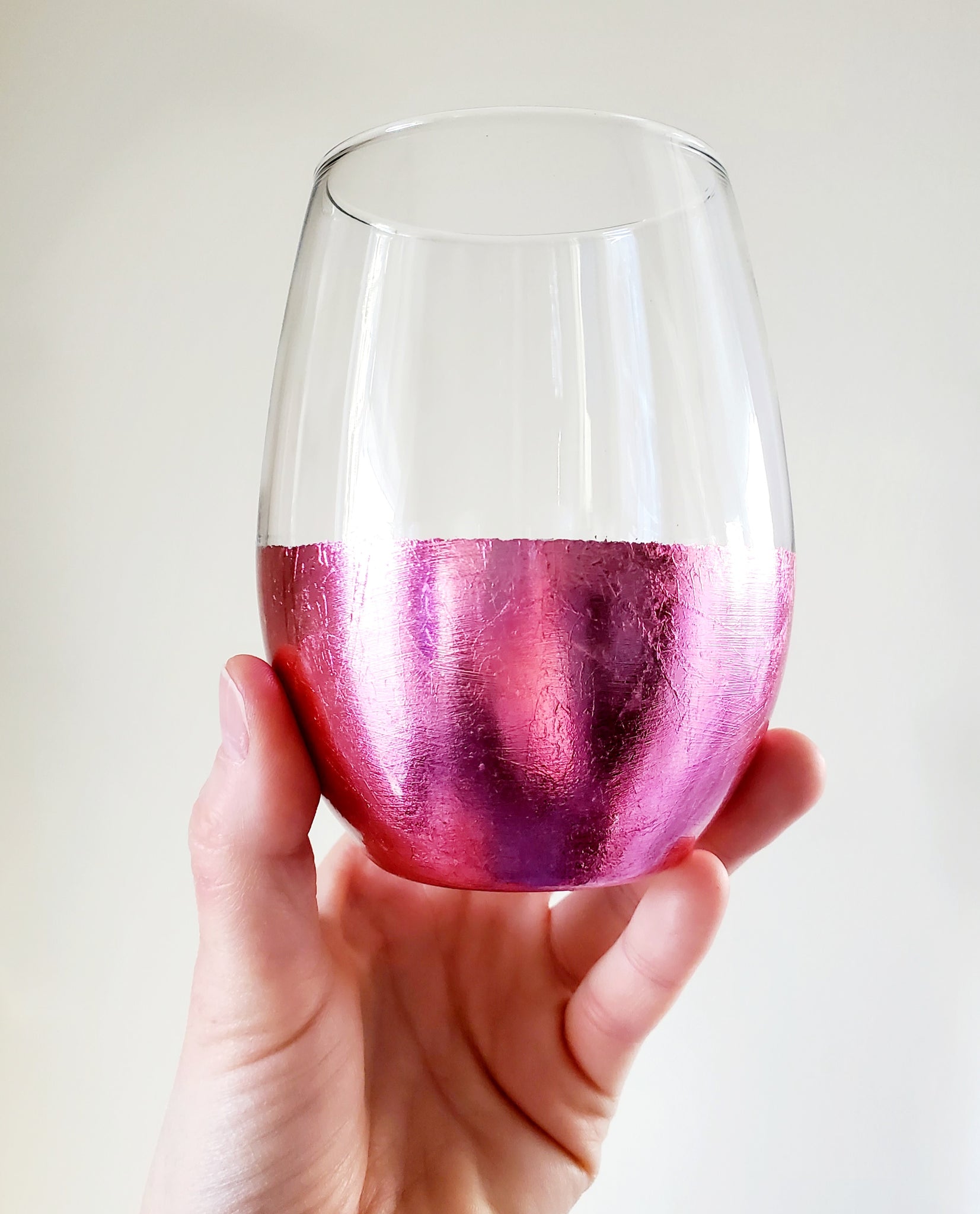 Double Dipped Wine Glass - Pink and Silver