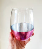 Double Dipped Wine Glass - Pink and Silver