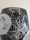 Flowers and Webs - Hand Painted Wine Glass