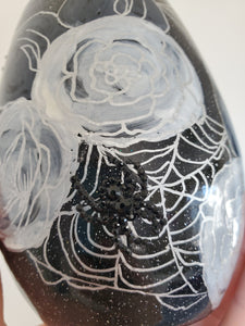 Flowers and Webs - Hand Painted Wine Glass