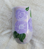 Purple Hand Painted Flowers - Wine Tumbler 17oz