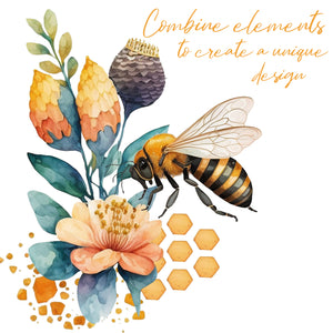 Watercolor Honey Bee Clip Art