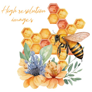 Watercolor Honey Bee Clip Art