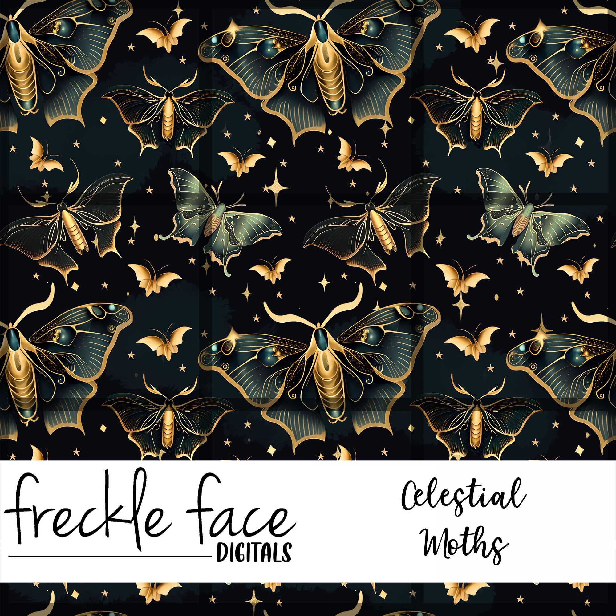 Celestial Moth - Seamless Pattern